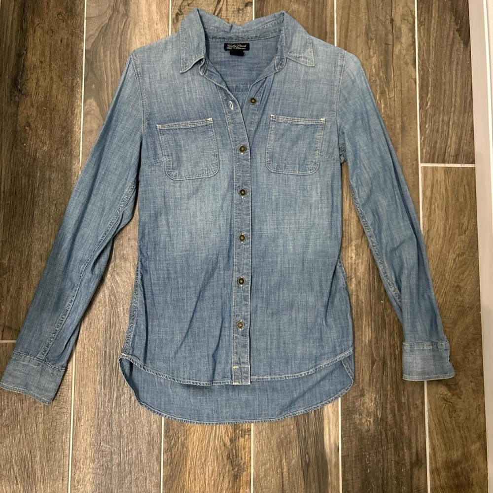 Lucky Brand blue denim button down shirt